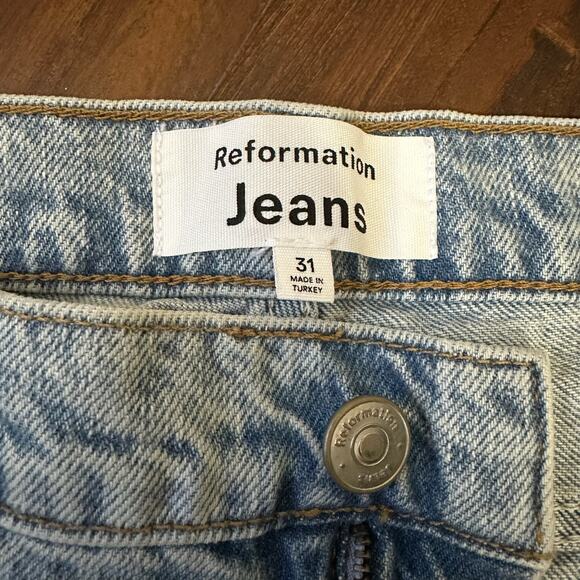 REFORMATION Cary Jeans Blue Rigid Denim LR Slouchy Wide Leg NWT - Picture 11 of 16